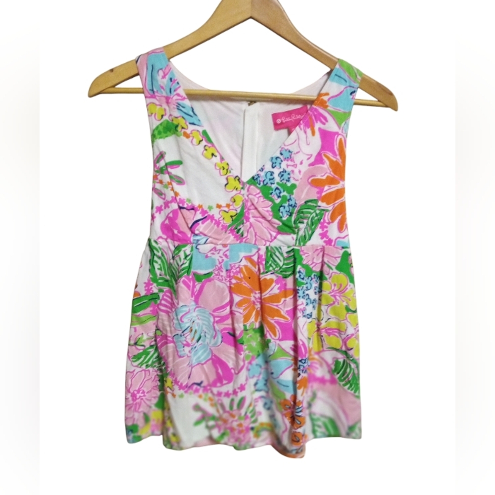 Lilly Pulitzer Floral Sleeveless Top Women's Size XXS Summer Tropical Colorful